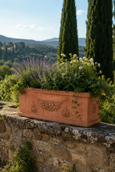 Preview: Großer, massiver Blumenkasten aus original Impruneta-Terracotta